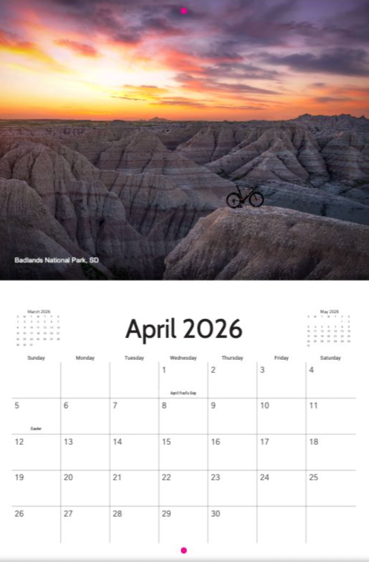 2026 Destefano Cycling Wall Calendar - sponsored by Zeta Saddles