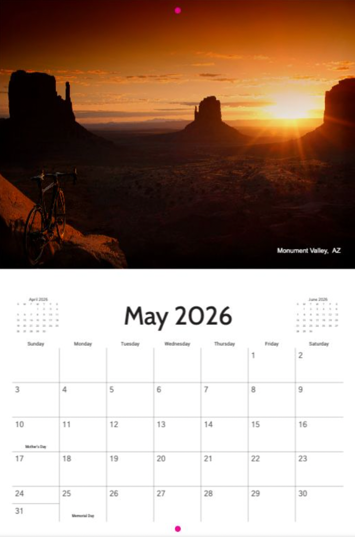 2026 Destefano Cycling Wall Calendar - sponsored by Zeta Saddles