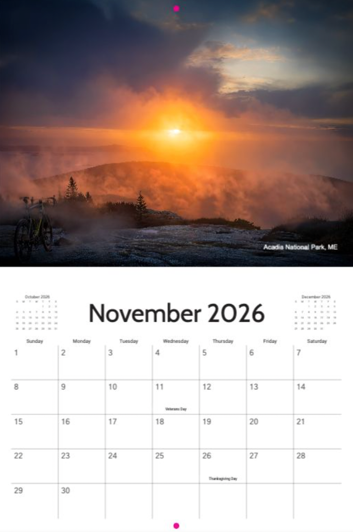 2026 Destefano Cycling Wall Calendar - sponsored by Zeta Saddles